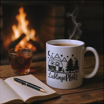 Keramiktasse Lieblingsplatz Camping Kaffeebecher Teetasse Kaffeetasse - Artikel Nr. 1100086